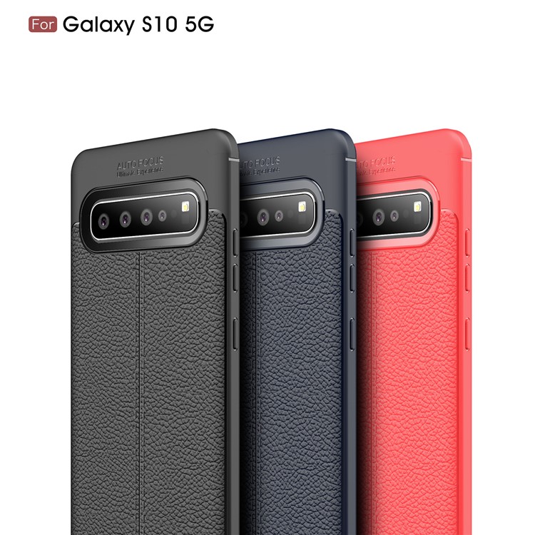 Litchi Grain Soft TPU Back Protection Cover for Samsung Galaxy S10 5G - Black-14