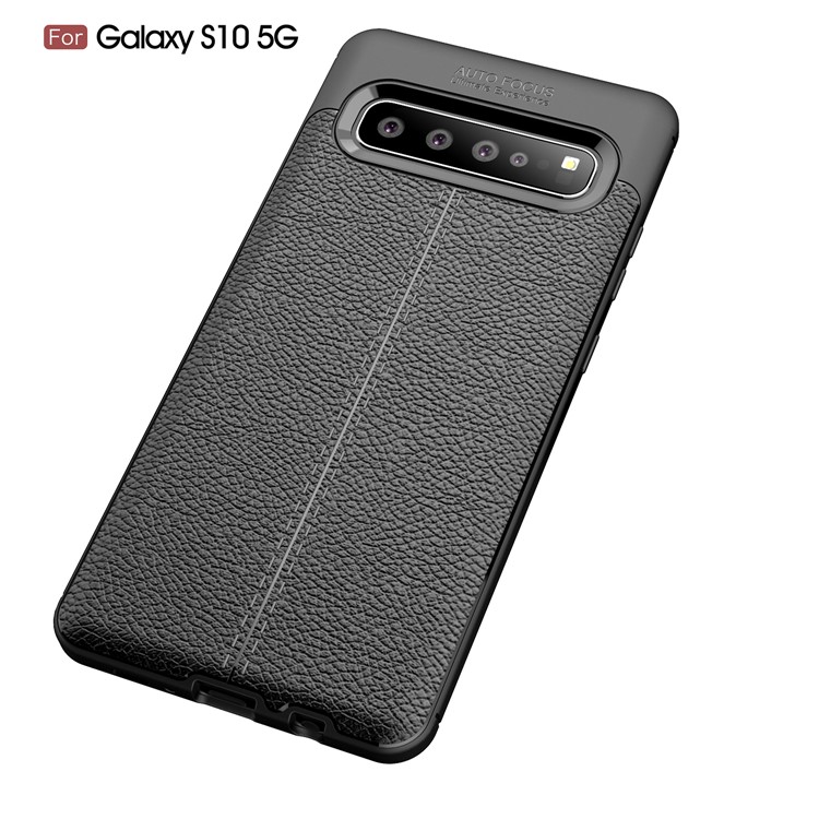 Litchi Grain Soft TPU Back Protection Cover for Samsung Galaxy S10 5G - Black-2