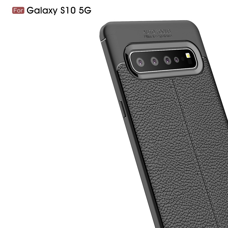 Litchi Grain Soft TPU Back Protection Cover for Samsung Galaxy S10 5G - Black-4