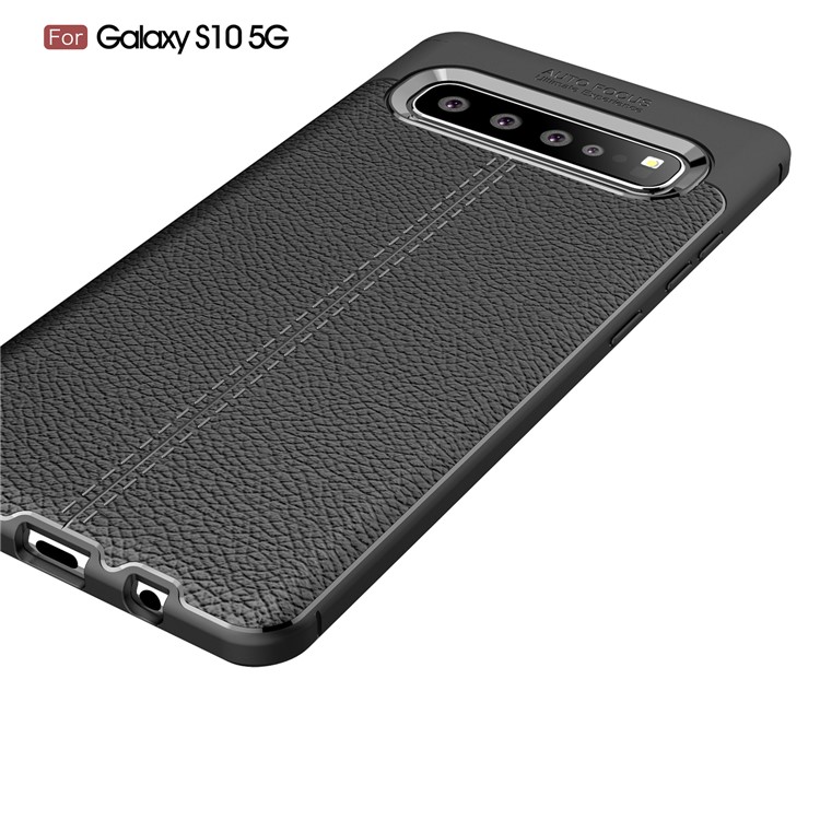 Litchi Grain Soft TPU Back Protection Cover for Samsung Galaxy S10 5G - Black-5