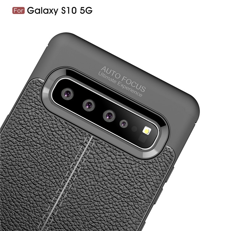 Litchi Grain Soft TPU Back Protection Cover for Samsung Galaxy S10 5G - Black-6