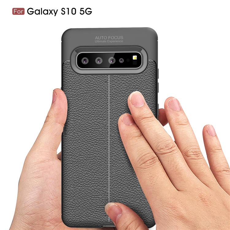 Litchi Grain Soft TPU Back Protection Cover for Samsung Galaxy S10 5G - Black-8