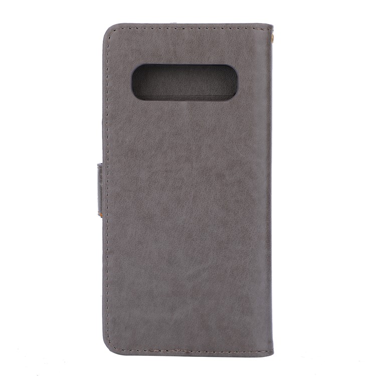 Imprint Butterfly Heart PU Leather Flip Case for Samsung Galaxy S10 - Grey-2