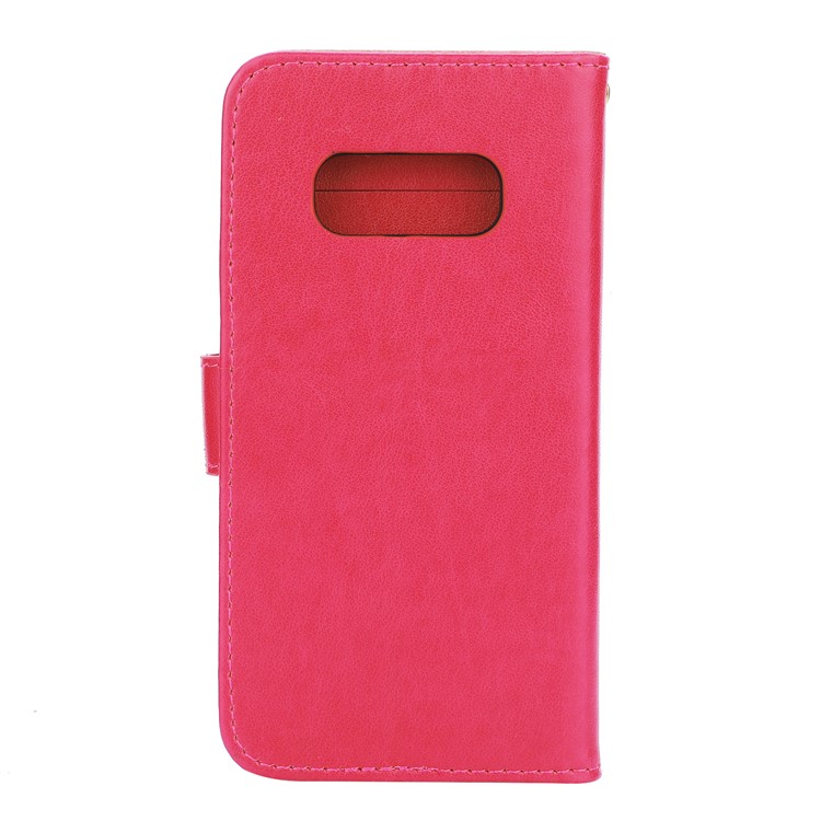 Imprint Butterfly Heart Leather Phone Case for Samsung Galaxy S10e - Rose-2