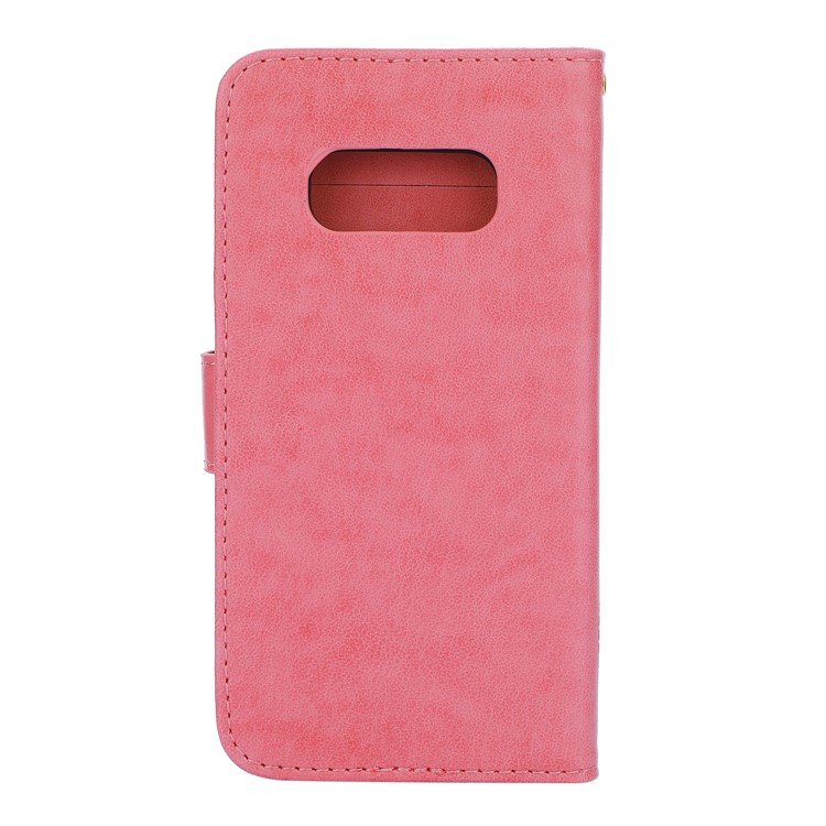 Imprint Butterfly Heart Leather Phone Case for Samsung Galaxy S10e - Pink-2