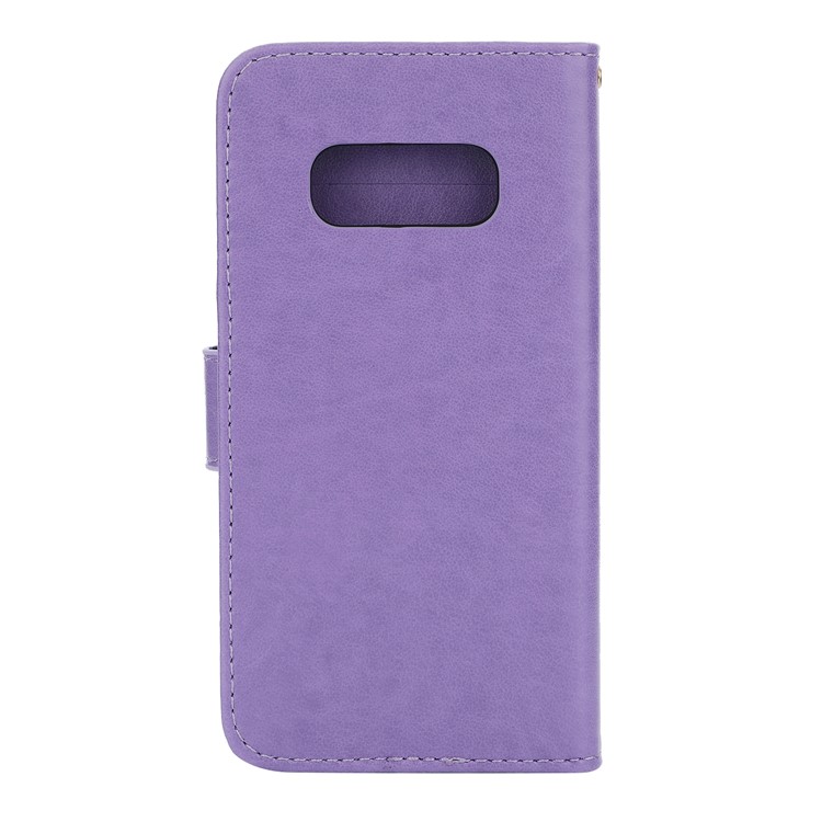 Coque De Téléphone En Cuir Coeur De Papillon Pour Samsung Galaxy S10e - Violet Clair-3
