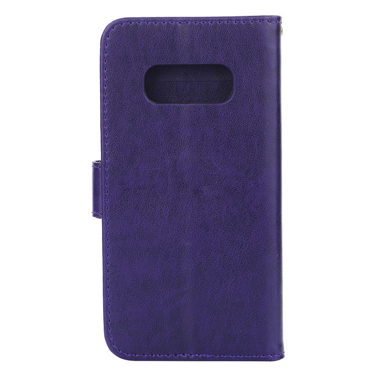 Imprint Butterfly Heart Leather Phone Case for Samsung Galaxy S10e - Dark Purple-2