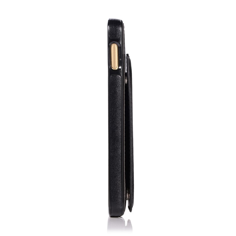 Imprint Card Holder PU Leather Coated TPU Case with Kickstand for Samsung Galaxy S10e - Black-3