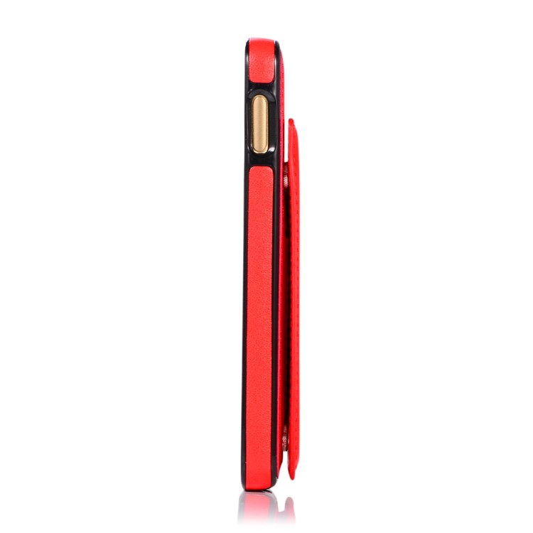 Imprint Card Holder PU Leather Coated TPU Case with Kickstand for Samsung Galaxy S10e - Red-6