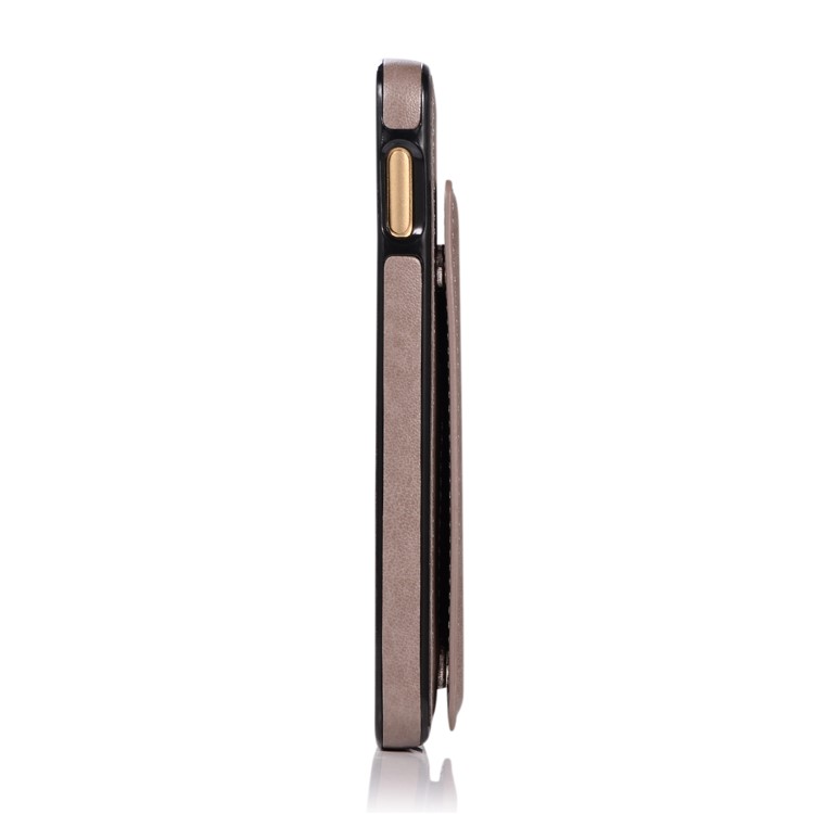Imprint Card Holder PU Leather Coated TPU Case with Kickstand for Samsung Galaxy S10e - Grey-3