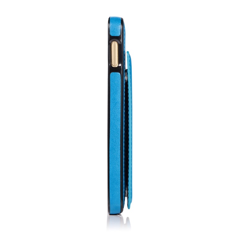 Imprint Card Holder PU Leather Coated TPU Case with Kickstand for Samsung Galaxy S10e - Dark Blue-3