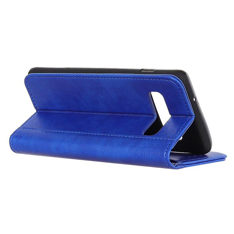 For Samsung Galaxy S10 Auto-absorbed Litchi Grain Split Leather Case Accessory with Wallet Stand - Blue-5