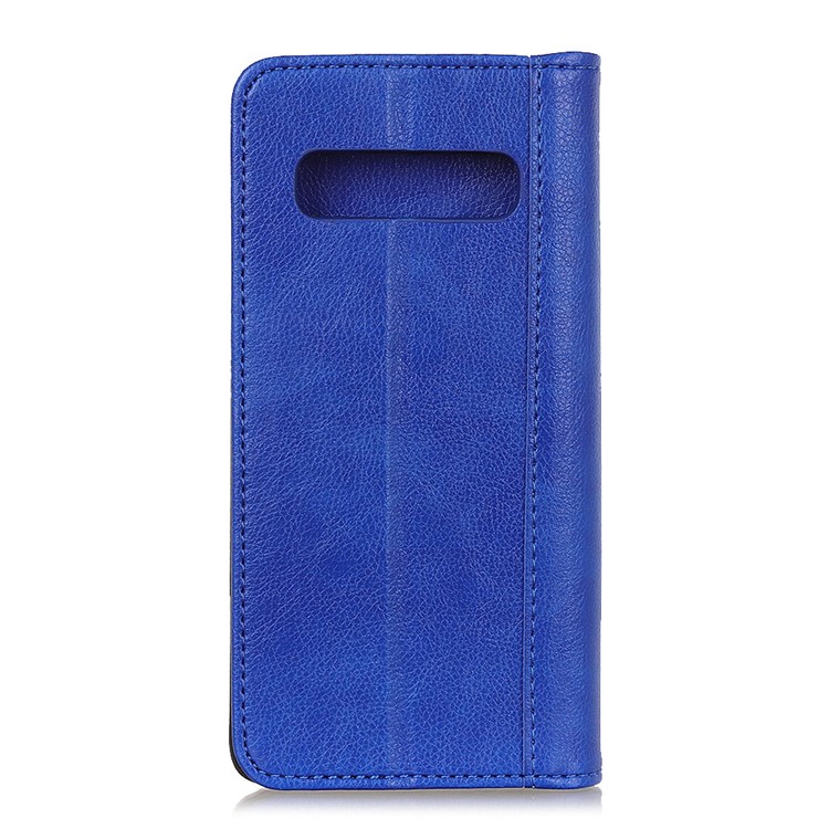 For Samsung Galaxy S10 Auto-absorbed Litchi Grain Split Leather Case Accessory with Wallet Stand - Blue-6