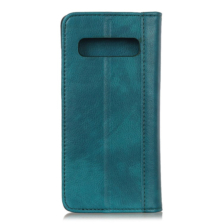 For Samsung Galaxy S10 Auto-absorbed Litchi Grain Split Leather Case Accessory with Wallet Stand - Green-7