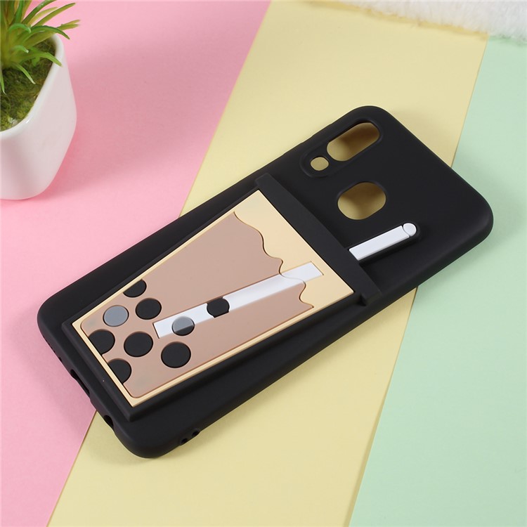 3D Bubble Tea Pattern Soft TPU Phone Cover for Samsung Galaxy M20 - Black-2