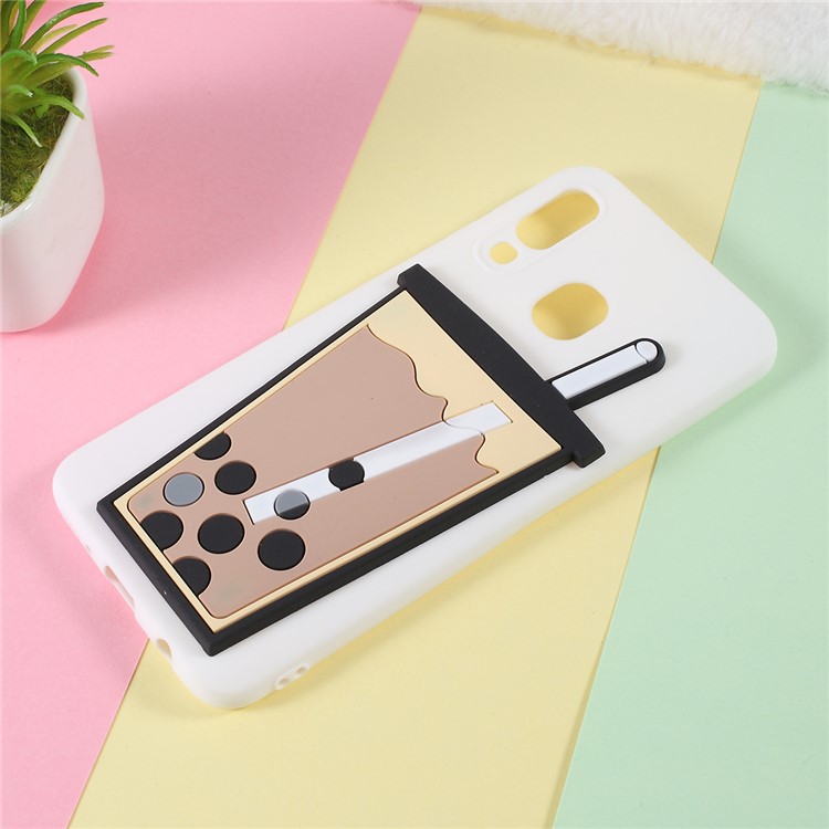 3D Bubble Tea Pattern Soft TPU Phone Cover for Samsung Galaxy M20 - White-2