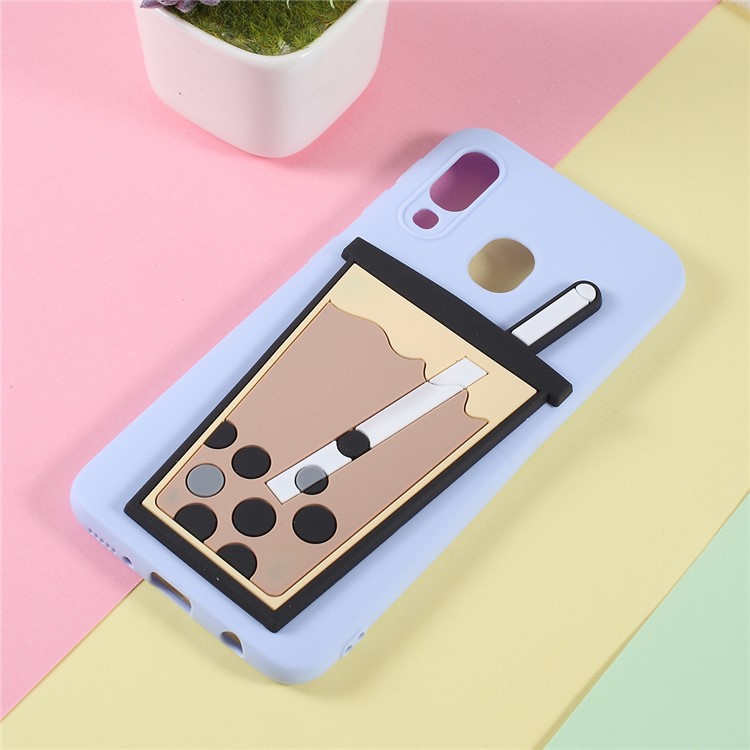 

3D Bubble Tea Pattern Soft TPU Phone Cover for Samsung Galaxy M20 - Baby Blue, Galaxy M20