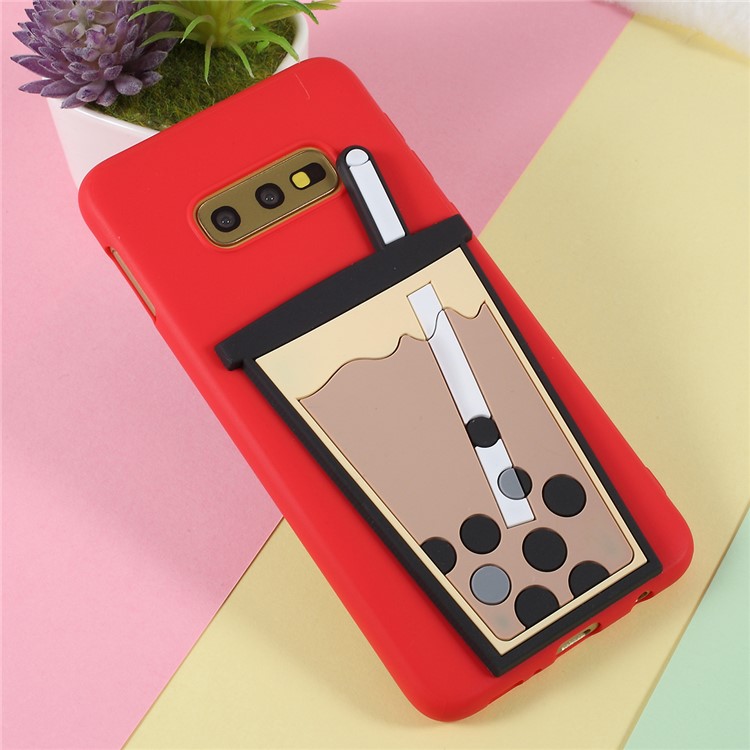3D Padrão De Chá Da Bolha TPU Shell Case Para Samsung Galaxy S10e - Vermelho-2