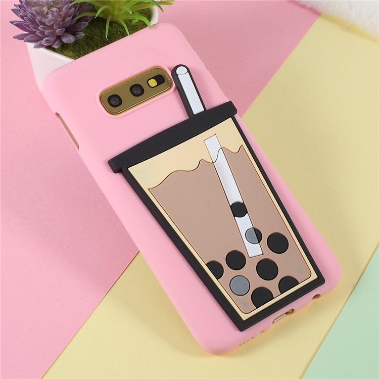 3D Bubble Tea Pattern TPU Shell Case for Samsung Galaxy S10e - Pink-2