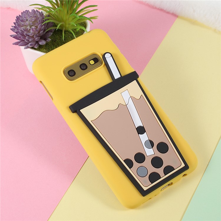 3D Bubble Tea Pattern TPU Shell Case for Samsung Galaxy S10e - Yellow-2