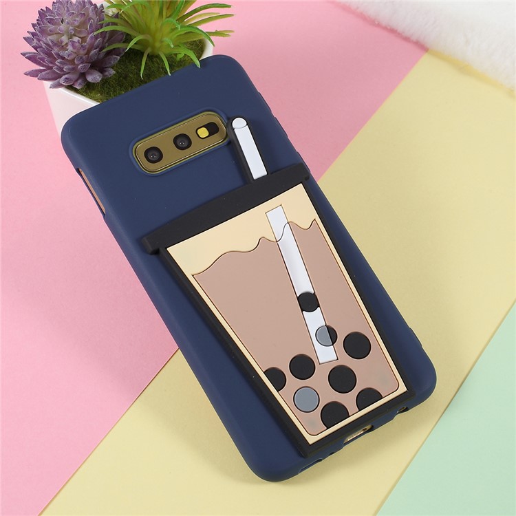3D Bubble Tea Pattern TPU Shell Case for Samsung Galaxy S10e - Dark Blue-2