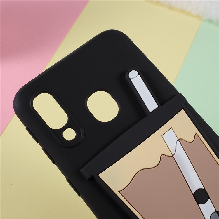 3D Bubble Tea Pattern TPU Case for Samsung Galaxy A40 - Black-4