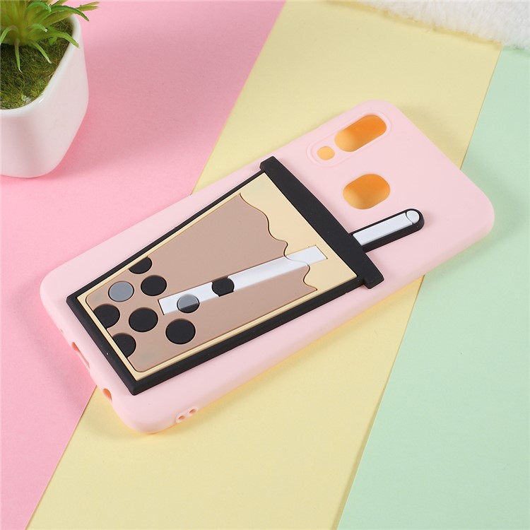 3D Bubble Tea Pattern TPU Case for Samsung Galaxy A40 - Light Pink-2