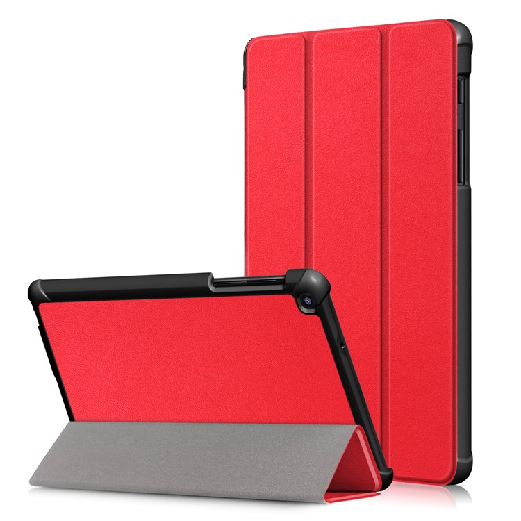 PU Leather Protection Cover Case with Tri-fold Stand for Samsung Galaxy Tab A 8.0 (2019) with S Pen P200 P205 - Red-1