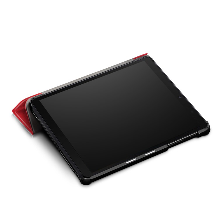PU Leather Protection Cover Case with Tri-fold Stand for Samsung Galaxy Tab A 8.0 (2019) with S Pen P200 P205 - Red-8