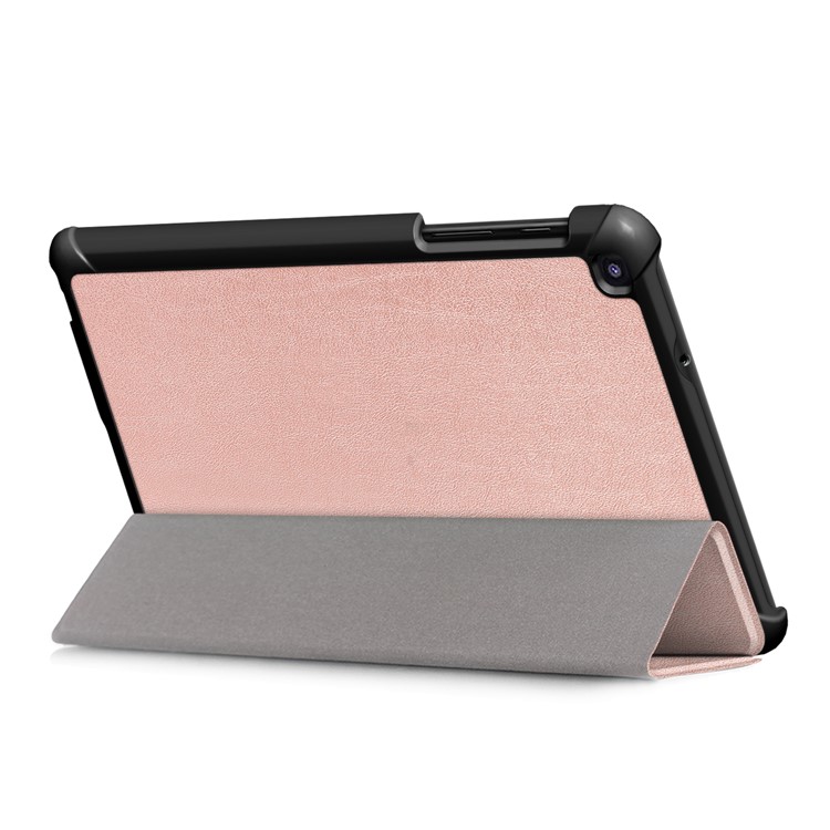 PU Leather Protection Cover Case with Tri-fold Stand for Samsung Galaxy Tab A 8.0 (2019) with S Pen P200 P205 - Rose Gold-6