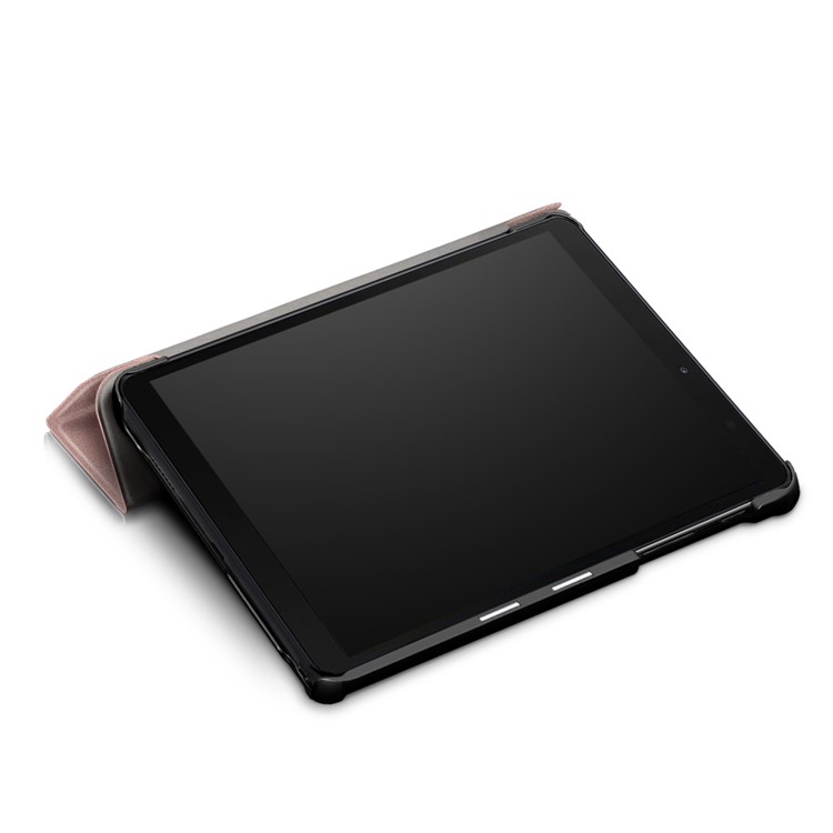 PU Leather Protection Cover Case with Tri-fold Stand for Samsung Galaxy Tab A 8.0 (2019) with S Pen P200 P205 - Rose Gold-8