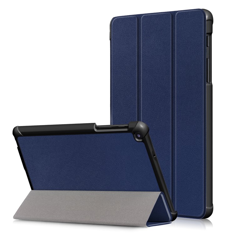 PU Leather Protection Cover Case with Tri-fold Stand for Samsung Galaxy Tab A 8.0 (2019) with S Pen P200 P205 - Dark Blue-1