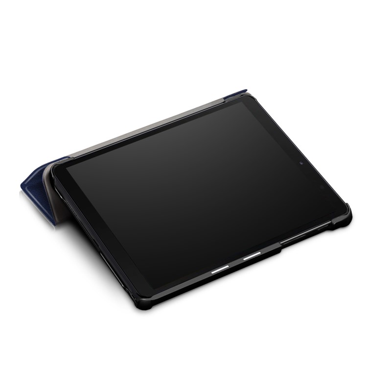 PU Leather Protection Cover Case with Tri-fold Stand for Samsung Galaxy Tab A 8.0 (2019) with S Pen P200 P205 - Dark Blue-8