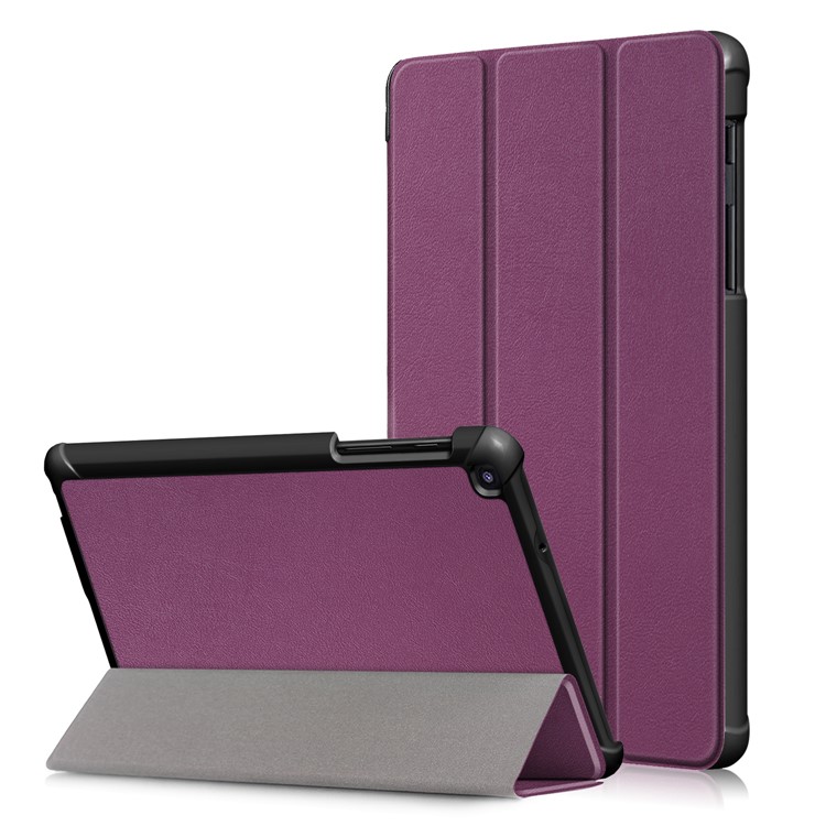 PU Leather Protection Cover Case with Tri-fold Stand for Samsung Galaxy Tab A 8.0 (2019) with S Pen P200 P205 - Purple-1
