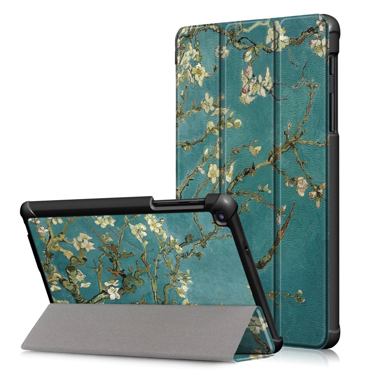 Pattern Printing Tri-fold Stand PU Leather Cover for Samsung Galaxy Tab A 8.0 (2019) with S Pen P200 P205 - Wintersweet-1