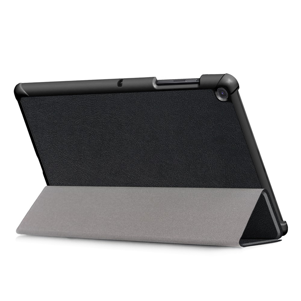 Étui Intelligent en Cuir PU Avec Support de Support à Trois Fois Pour Samsung Galaxy Tab S5e Sm-t720 / Sm-t725 - le Noir