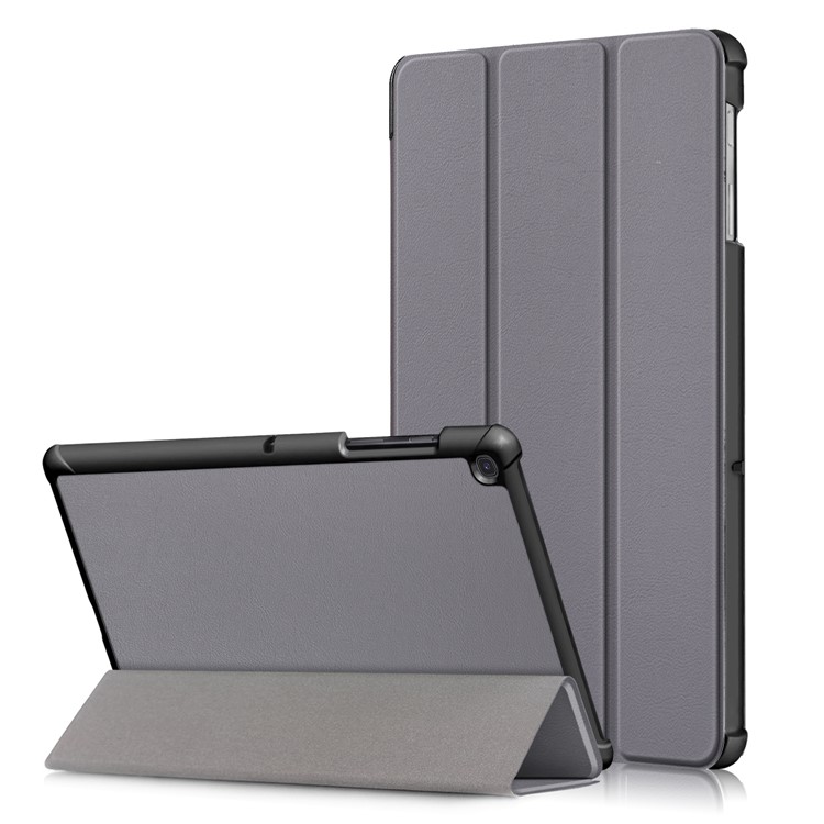 Étui Intelligent en Cuir PU Avec Support de Support à Trois Fois Pour Samsung Galaxy Tab S5e Sm-t720 / Sm-t725 - Gris