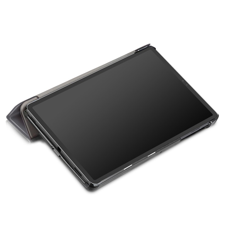 Étui Intelligent en Cuir PU Avec Support de Support à Trois Fois Pour Samsung Galaxy Tab S5e Sm-t720 / Sm-t725 - Gris