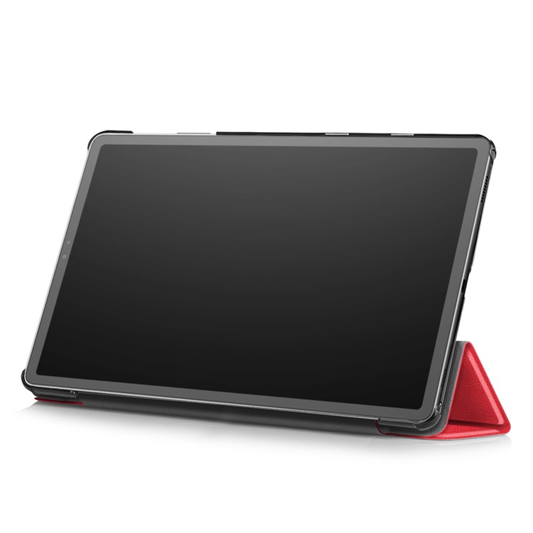 PU Leder Smart Case Mit Stabilem Dreifachem Stand Für Samsung Galaxy Tab S5e SM-T720/SM-T725 - Rot-7