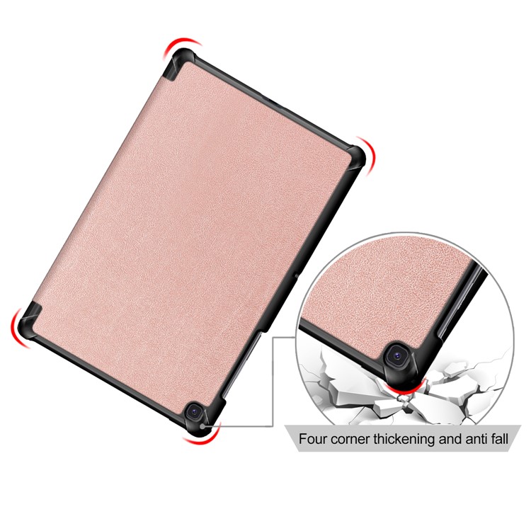 Caso Inteligente de Couro PU Com Suporte de Três Dobras Estáveis ​​para o Samsung Galaxy Tab S5e SM-T720/SM-T725 - Rosa Ouro-5