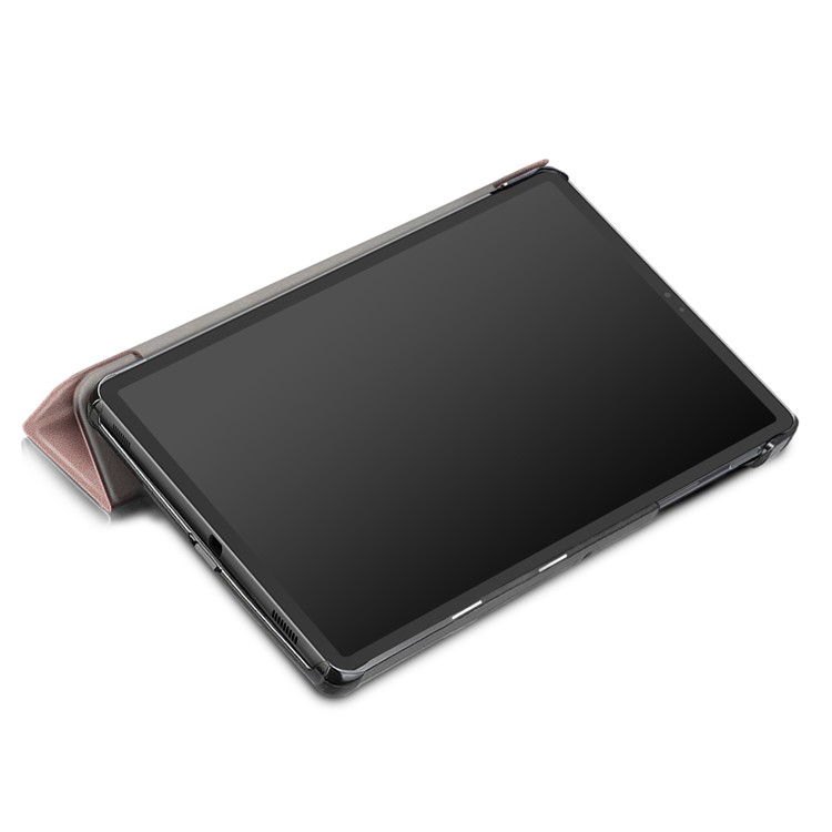 Caso Inteligente de Couro PU Com Suporte de Três Dobras Estáveis ​​para o Samsung Galaxy Tab S5e SM-T720/SM-T725 - Rosa Ouro-8