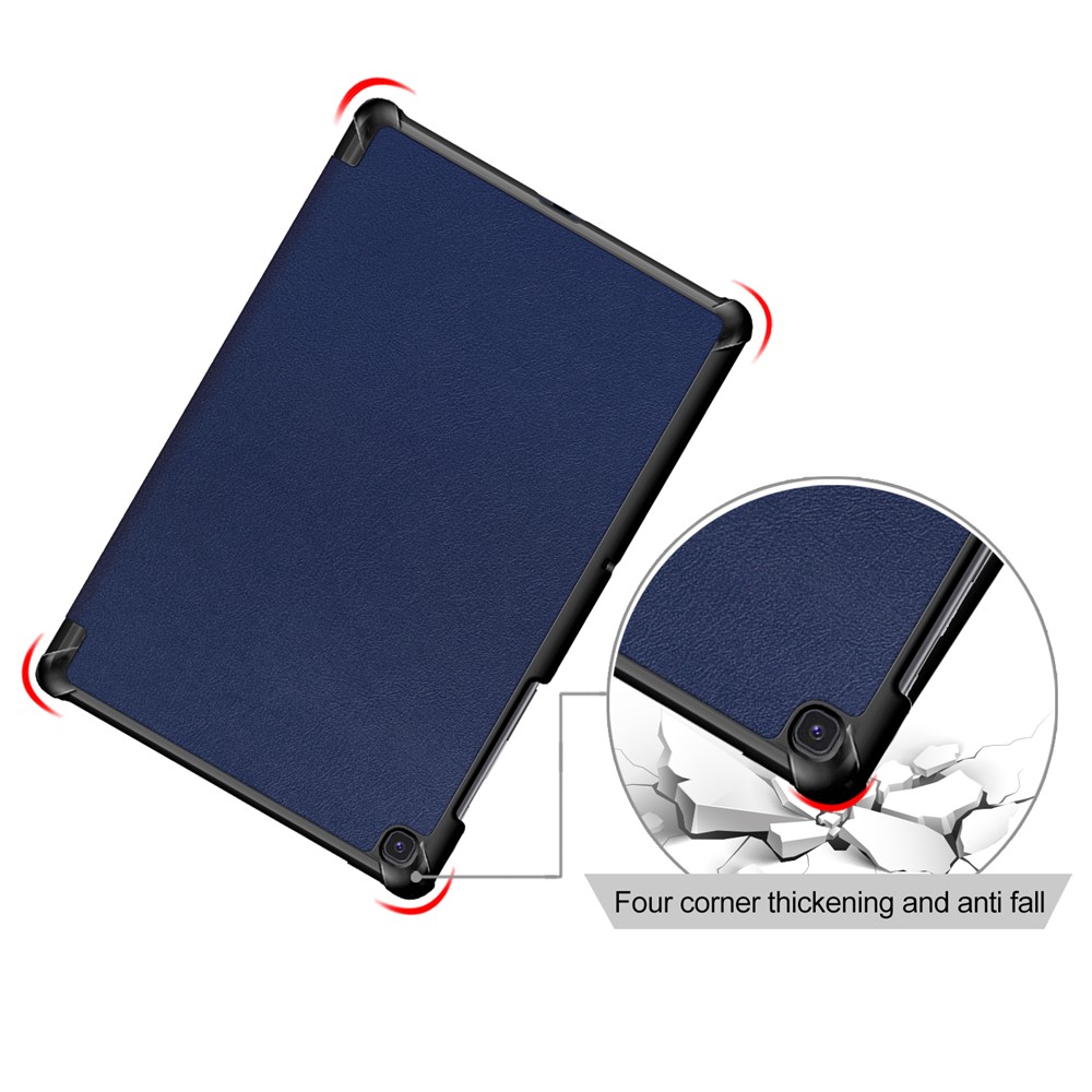 PU Leather Smart Case with Tri-fold Stand for Samsung Galaxy Tab S5e SM-T720/SM-T725 - Dark Blue-5