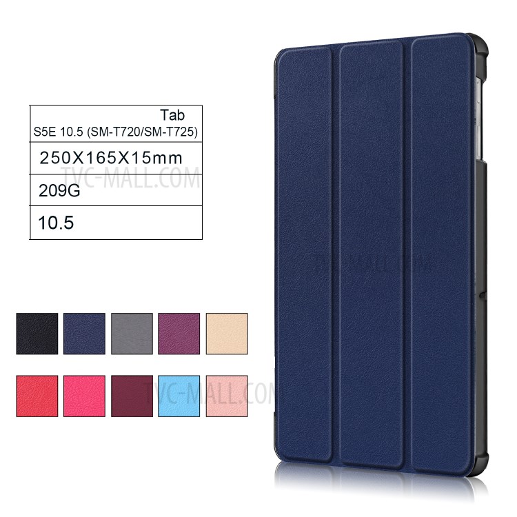 PU Leather Smart Case with Tri-fold Stand for Samsung Galaxy Tab S5e SM-T720/SM-T725 - Dark Blue-9