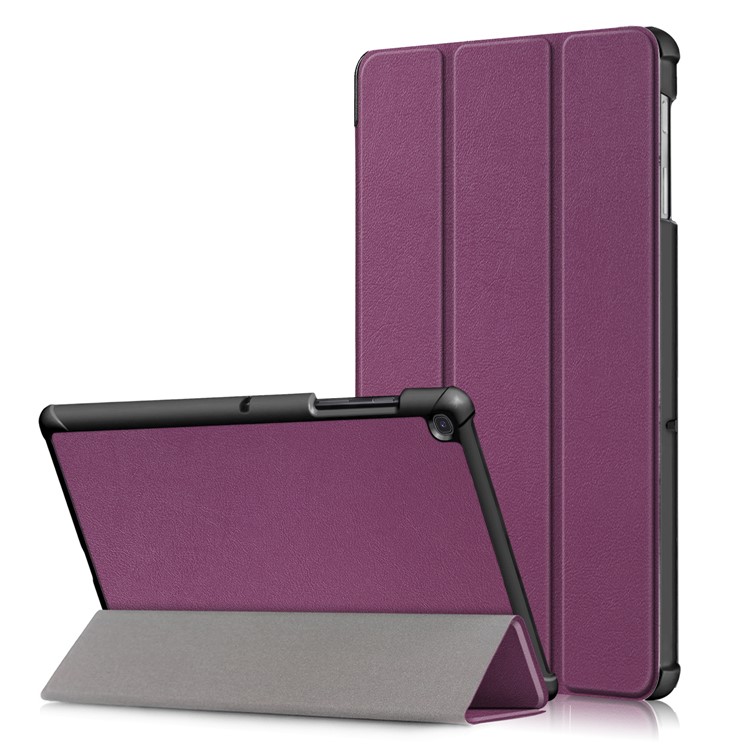 Étui Intelligent en Cuir PU Avec Support de Support à Trois Fois Pour Samsung Galaxy Tab S5e Sm-t720 / Sm-t725 - Violet