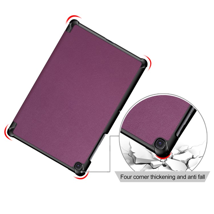 Étui Intelligent en Cuir PU Avec Support de Support à Trois Fois Pour Samsung Galaxy Tab S5e Sm-t720 / Sm-t725 - Violet