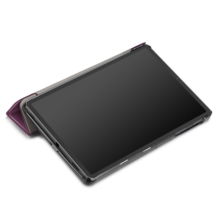 Étui Intelligent en Cuir PU Avec Support de Support à Trois Fois Pour Samsung Galaxy Tab S5e Sm-t720 / Sm-t725 - Violet