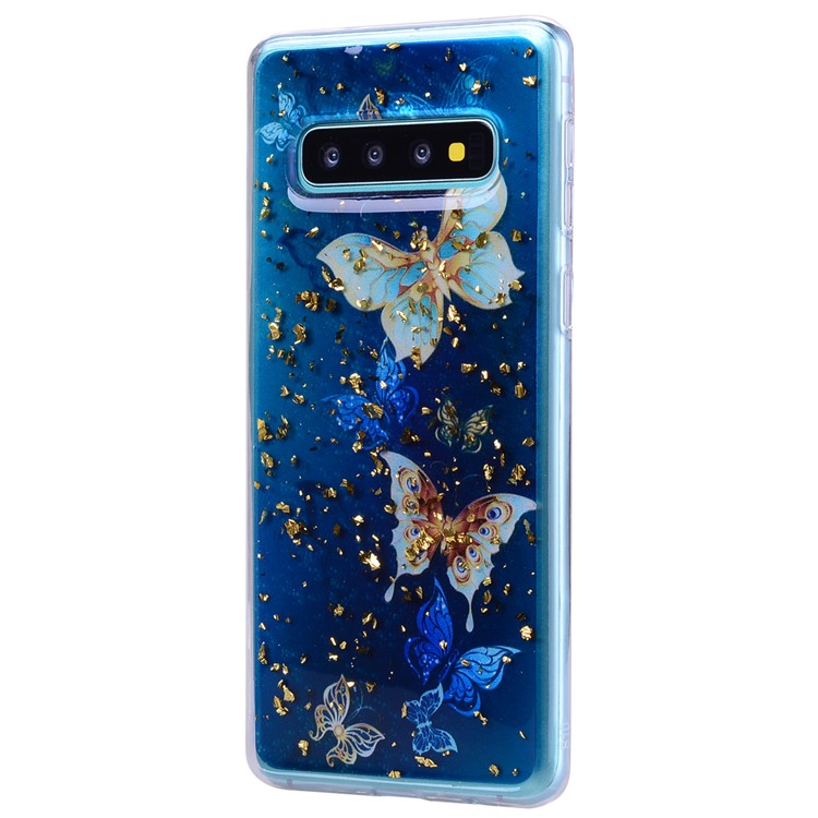 Glitter Sequins Inlaid Patterned TPU Phone Cover for Samsung Galaxy S10 Plus - Butterflies-4