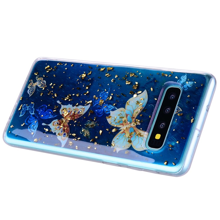 Glitter Sequins Inlaid Patterned TPU Phone Cover for Samsung Galaxy S10 Plus - Butterflies-5