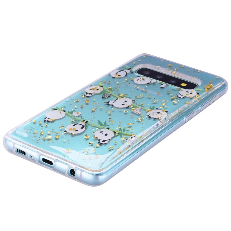 Glitter Sequins Inlaid Patterned TPU Phone Cover for Samsung Galaxy S10 Plus - Pandas-7