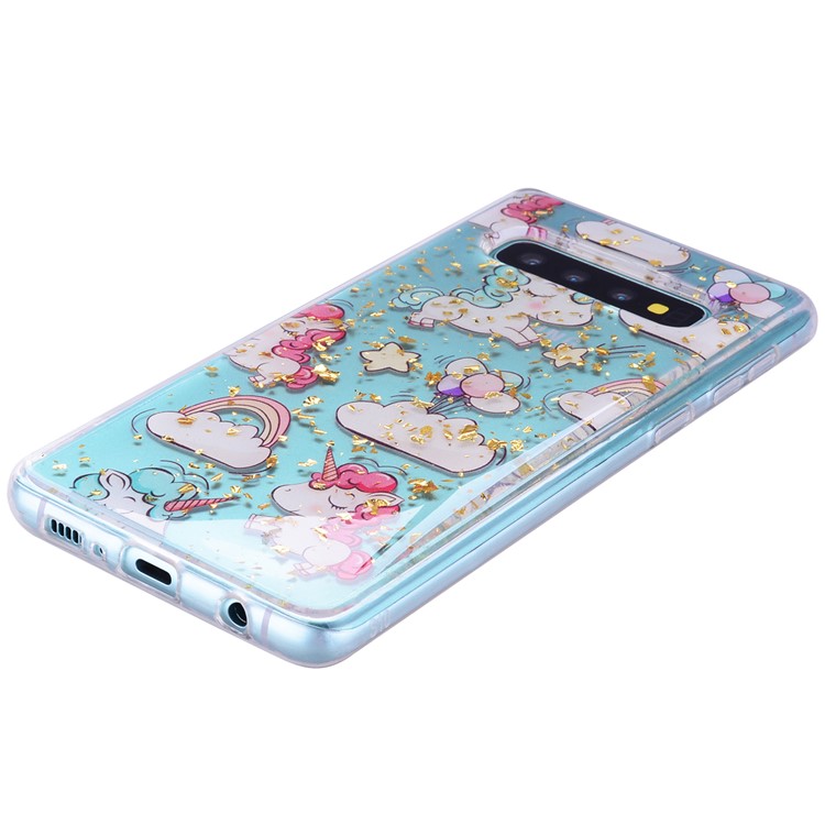 Glitter Sequins Inlaid Patterned TPU Phone Cover for Samsung Galaxy S10 Plus - Unicorns-7